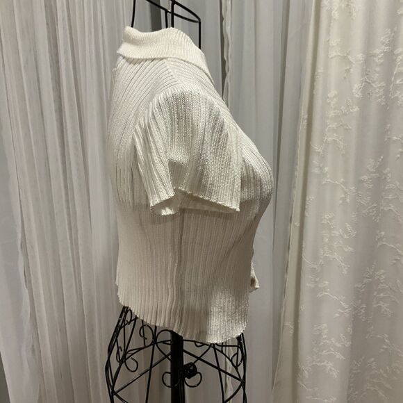 CALLE DEL MAR Short Sleeve Ribbed Cardigan Size S - Picture 4 of 6